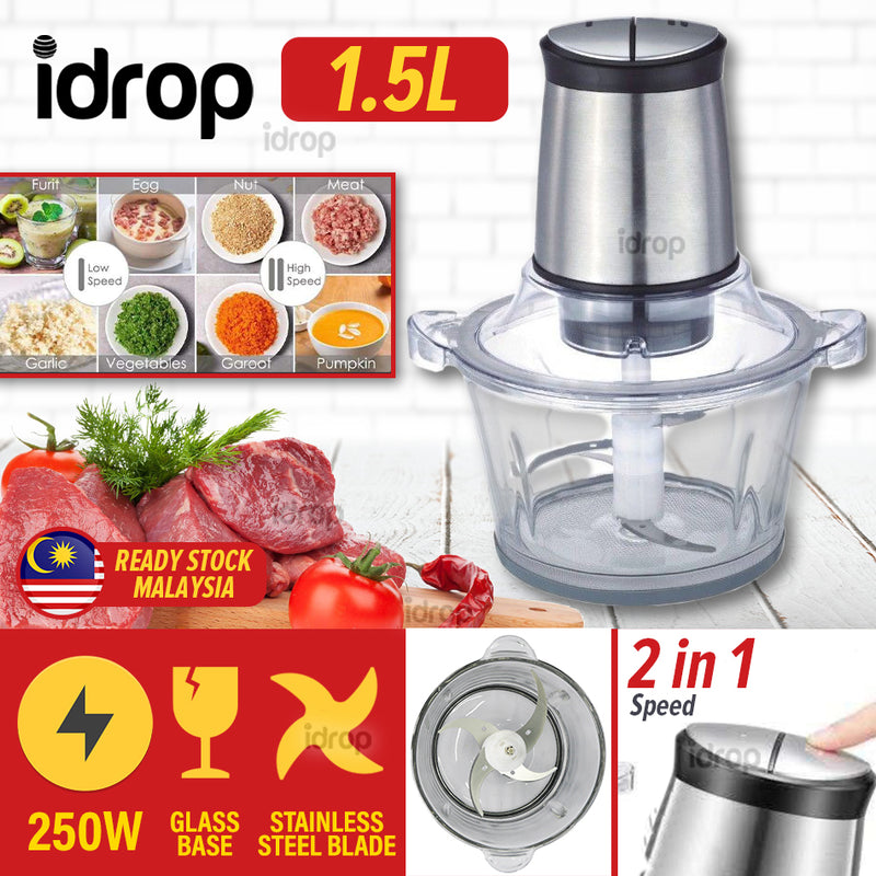 idrop [ 1.5L ] 250W Electric Meat Blender grinder with Glass Body / Mesin Pengisar / 玻璃机身电动绞肉机