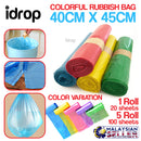 idrop Disposable Rubbish Plastic Bag [ 40cm x 45cm ] [ 1 Roll 5 Roll ] [ 20 sheet per roll ]