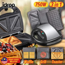 idrop 3 IN 1 Multifunction Waffle Maker Bread Toast Cooker / Pembakar Wafel & Roti Pelbagai Guna / 三合一多功能华夫饼机面包烤面包机