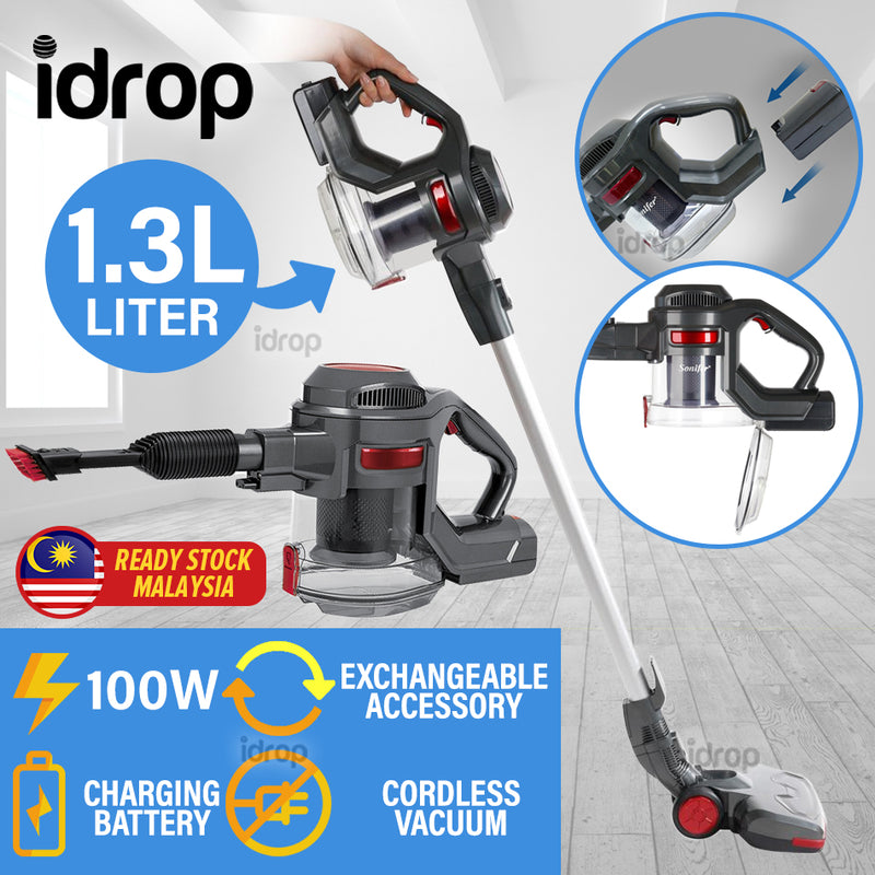 idrop [ 100W / 2200mAh ] Rechargeable Strong Suction Cordless Vacuum [ 1.3L ]
