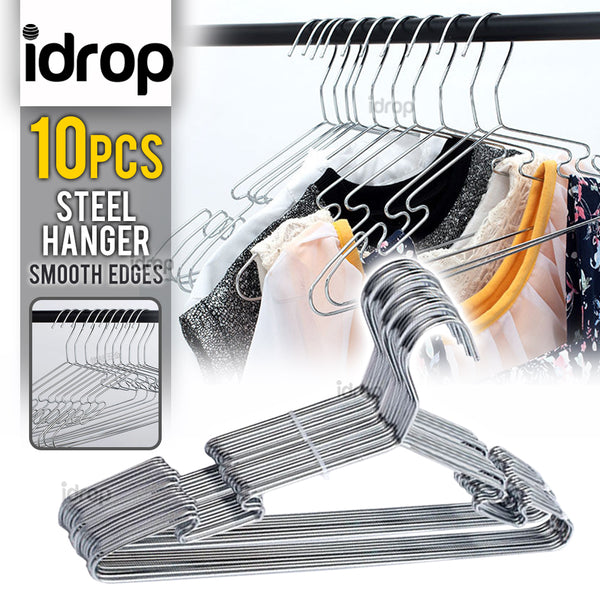idrop 10pcs Sturdy Steel Slip Resistant Clothes Hanger