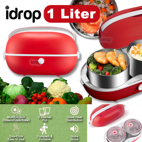 idrop  [ 1L ] 2 IN 1 Smart Electric Cooker & Heater Portable Lunchbox