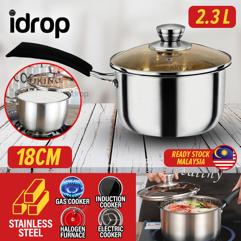 idrop [ 18CM ] [ 2300ml ] Stainless Steel Milk & Soup Cooker Pot