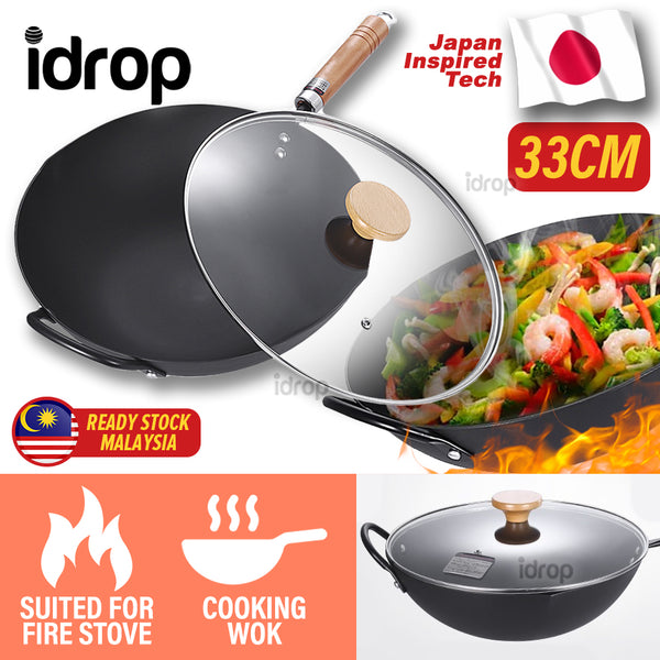 idrop 33CM Nonstick TAMASAKI Round Bottom Kitchen Cooking Wok