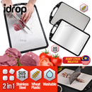 idrop 2 IN 1 Double Sided Multifunction SUS316 Stainless Steel & Wheat Plastic Kitchen Cutting Chopping Board