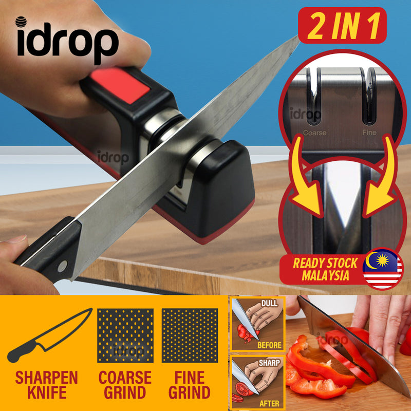 idrop [ 2 IN 1 ] Handheld Portable Kitchen Knife Sharpener / Penagasah Pisau Mudah Alih / 磨刀器