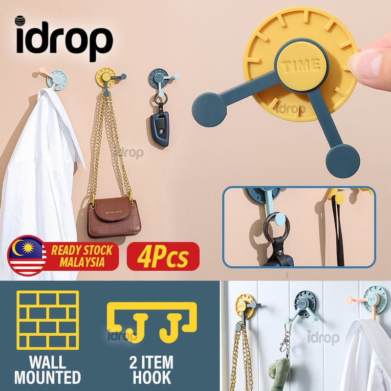 idrop 4pcs Wall Mounted Clock Design Item Hanging Storage Hook