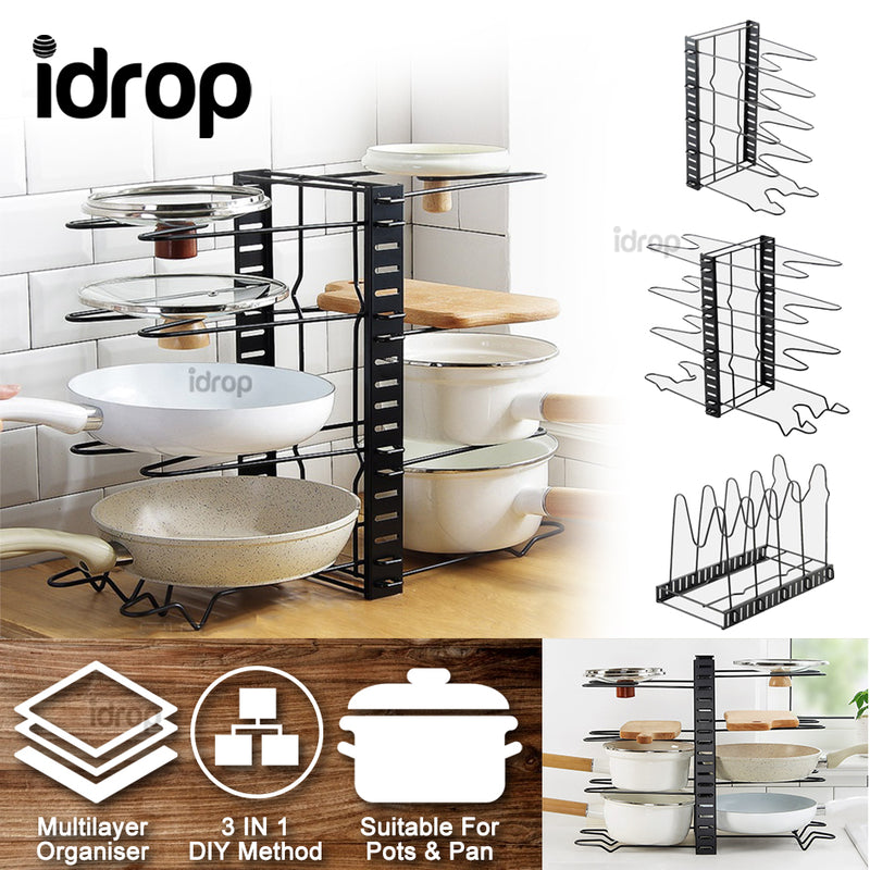 idrop Multilayer DIY Kitchen Pot Lid Cover and Kitchenware Holder Rack Shelf