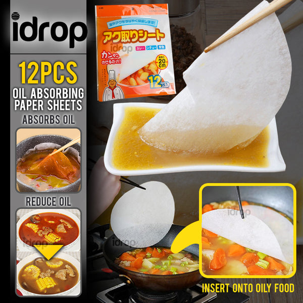 idrop 12PCS Food Oil Absorbing Thin Paper Soaking Sheet [ 20cm x 20cm ]