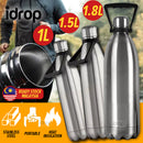 idrop [ 1L / 1.5L / 1.8L ] Full Stainless Steel Drinking Heat Insulation Water Bottle Flask with Handle / Botol Minuman Mudah Alih Keluli Tahan Karat / 全不锈钢带把手保温保温瓶
