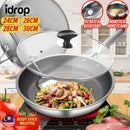 idrop [ 24CM - 30CM ] Inner Honeycomb Nonstick Single Handle Frying Pan with Glass Lid Cover / Periuk Masak Tidak Lekat dengan Penutup Kaca / 24CM - 30CM 内蜂窝不粘单柄煎锅带玻璃盖盖 [ 24CM / 26CM / 28CM / 30CM ]