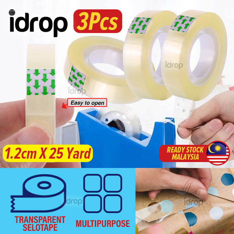 idrop Selotape Transparent Tape / Pita Lekat Lutsinar / 透明胶带 [ 1.2cm X 25 yard ]