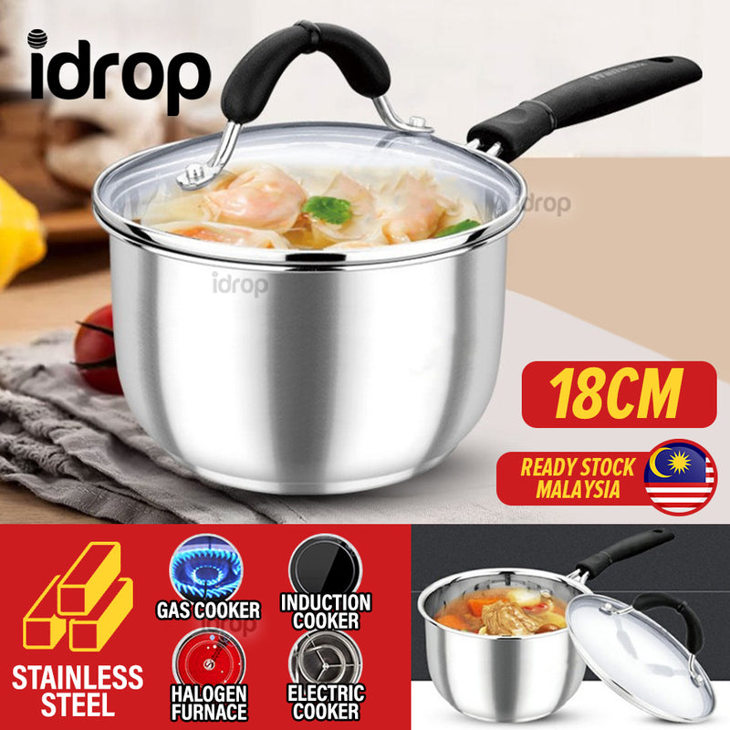 idrop [ 18CM ] Milk Pot Induction Stainless Steel Cooking Pot