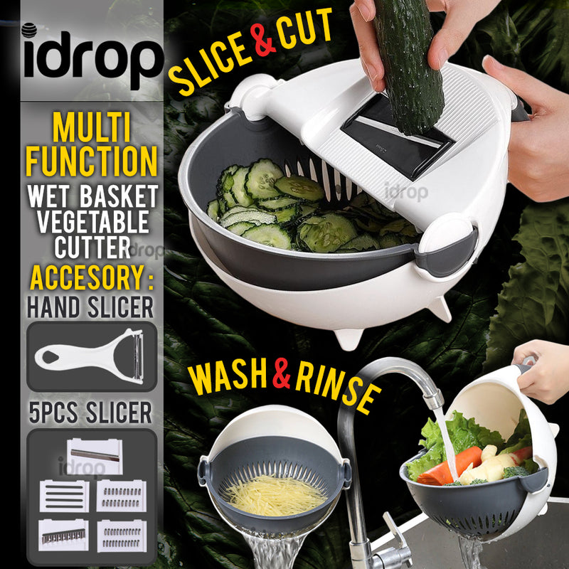 idrop Multifunction Kitchen Wet Basket Vegetable Washer & Cutter / Bekas Potong & Basuh Sayur