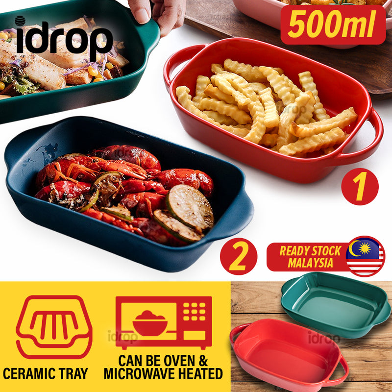 idrop [ 500ml ]Ceramic Baking Bowl Tray Plate Serveware Tableware