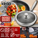 idrop 28/30CM Nonstick Stainless Steel Cooking Wok Frying Pan
