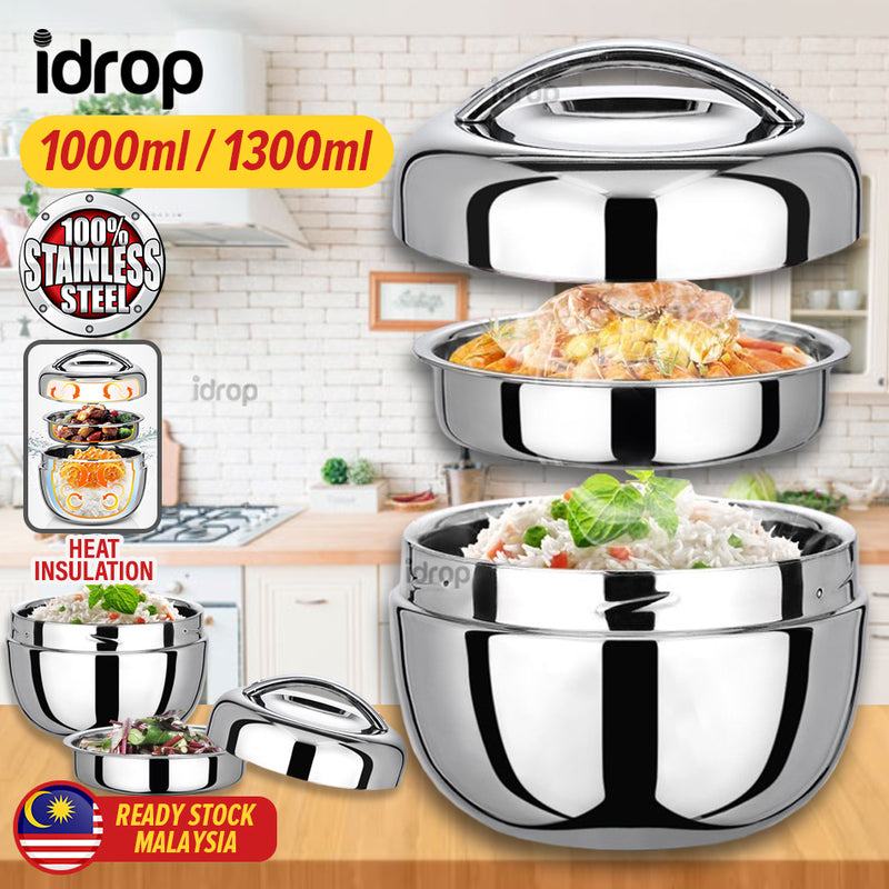 idrop [ 1000ml / 1300ml ] Stainless Steel Food Lunch Box Container / Bekal Makanan Keluli Tahan Karat / 不锈钢食品饭盒容器