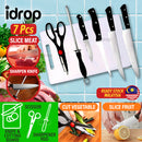 idrop [ 7PCS ] Kitchen Cooking Knives Set With Chopping Board / Set Pisau Dapur Memasak Dengan Papan Pemotong / 带砧板的厨房烹饪刀