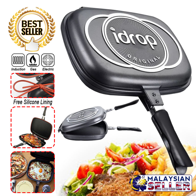 idrop 36CM DOUBLE SIDED FRYING PAN - Kitchen Cooking Pressure Grill Cookware