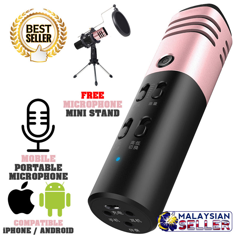 idrop DLK38001 Mobile Portable karaoke Singing Microphone + Mic Holder Stand