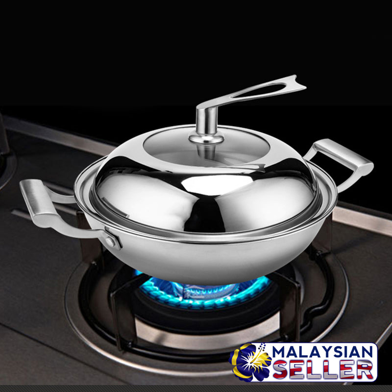 idrop Double Handle Cooking Frying Couldron Pan [ 36cm ]