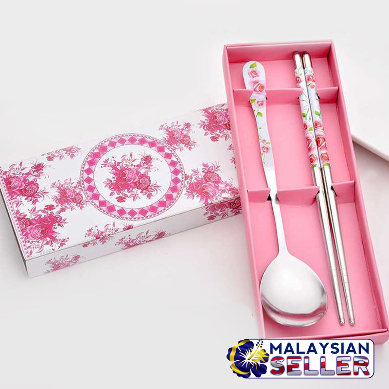 idrop Chopsticks & Spoon FloralDecoration Set