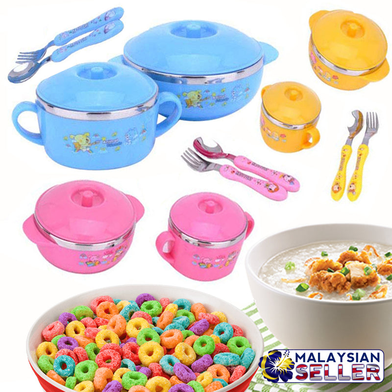 idrop CHILDREN BOWL SET - Eating Set with Spoon and Fork