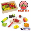 idrop WOOD TOYS - FRUIT SET - Children Food Cutting Toy Box Set
