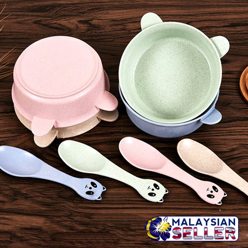 idrop Colorful Wheat Straw Food Bowl & Spoon [ SET OF 2 PCS ] [ RANDOM MIXED COLOR ]