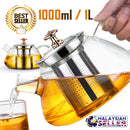 idrop 1L GLASS TEAPOT - Tea Pot with Stainless Steel Filter
