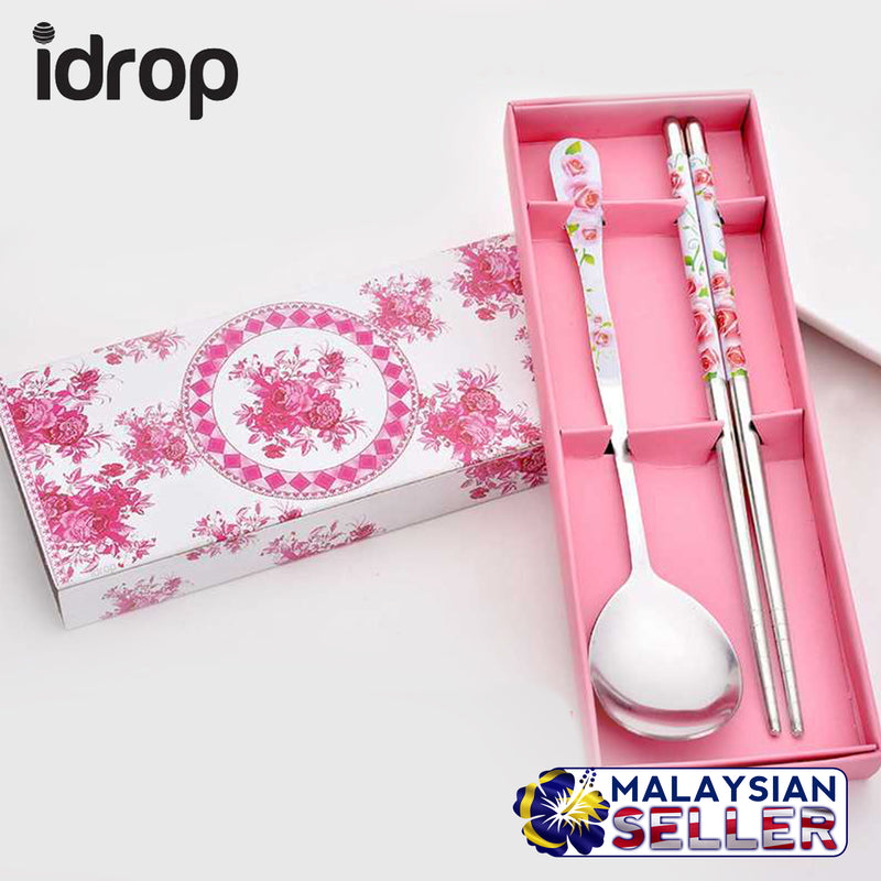 idrop Chopsticks & Spoon FloralDecoration Set