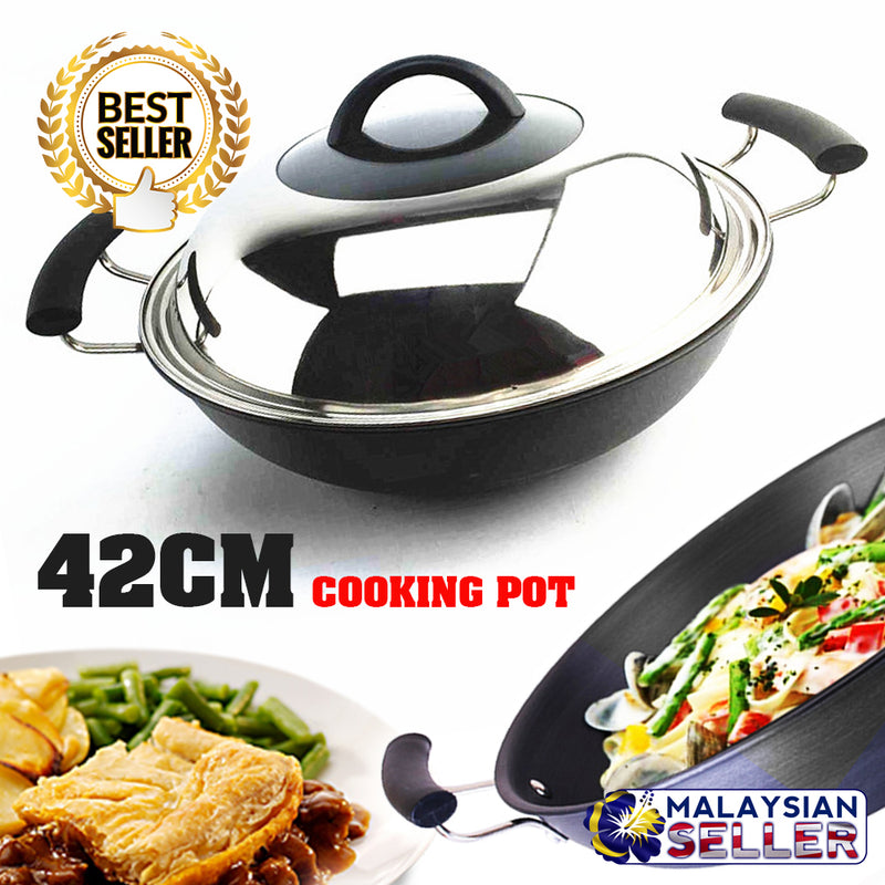 idrop 42CM - JM Double Handle Kitchen Cooking Frying Pot