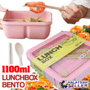 idrop 1100ml Square Bento Lunchbox with Eating Utensils