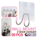 idrop Wall Mounted Household 2 Hook Hanger [ 20pcs ]