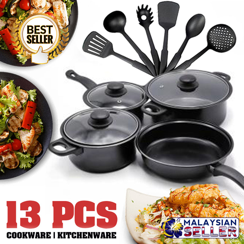 idrop 13 PIECES COOKWARE SET - Olympia Kitchenware Pot Pan and Utensils