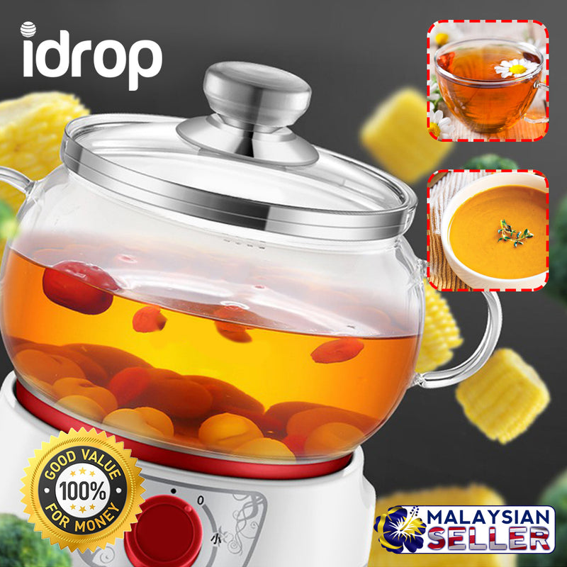 idrop 1.5L Multifunction Electric Steam Glass Tea Pot / Cooker