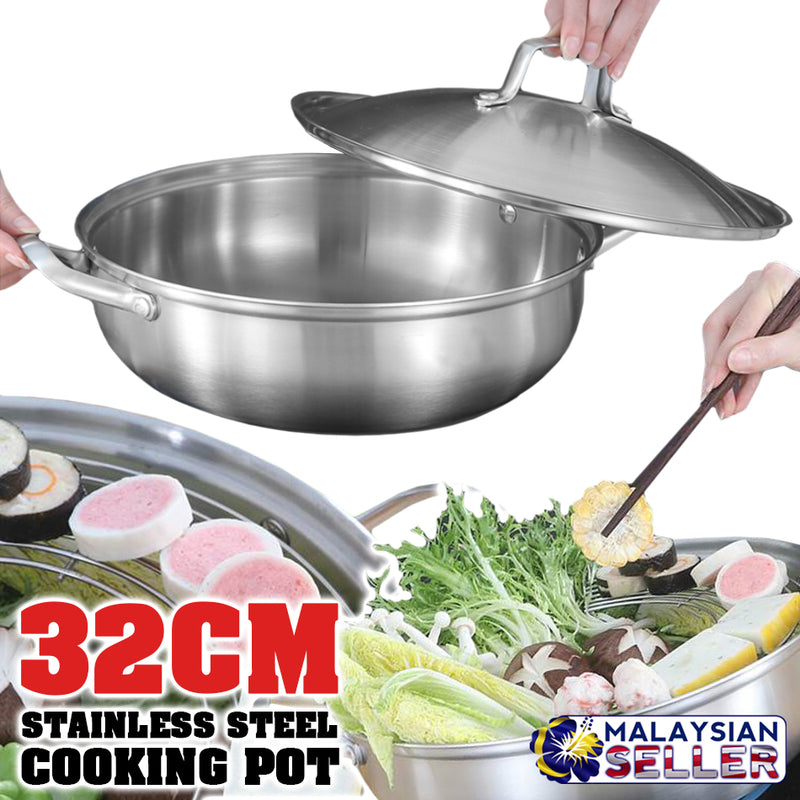 idrop 32CM Stainless Steel Kitchen Soup Cooking Pot