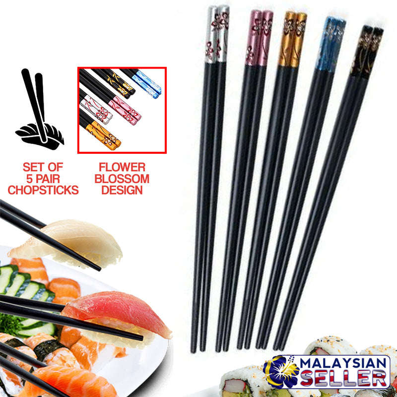 idrop Colorful Flower Blossom Family Alloy Chopsticks [ Set 5 pairs ]