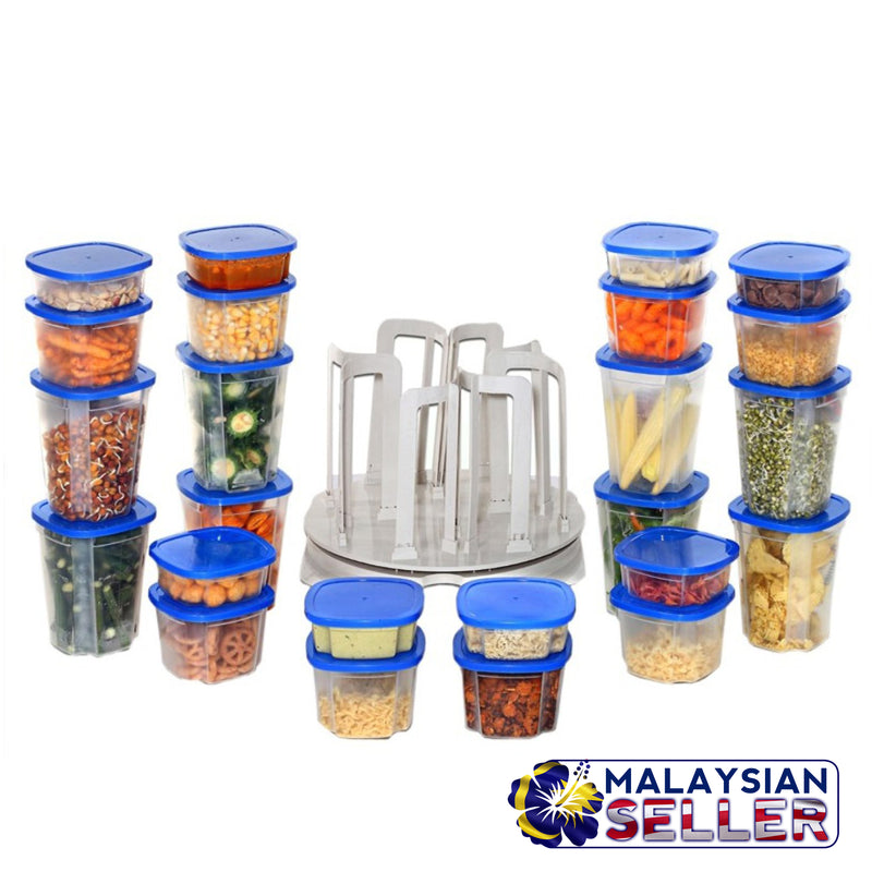 idrop 49 Piece Set Storage Spinner Food Storage & Carousel (Blue)
