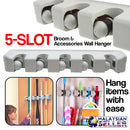 idrop 5 Slot Multi-Functional Mop Broom and Household item Holder Hanger