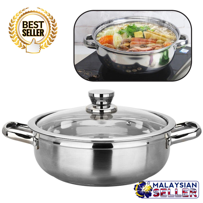 idrop 32CM Kitchen Cooking Hot Pot with Glass Lid
