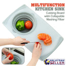 idrop Multifunction Kitchen Sink Cutting Board with Collapsible Washing Filter Basket