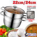 idrop Double Layer Stainless Steel Soup and Steamer Pot [22cm - 24cm]