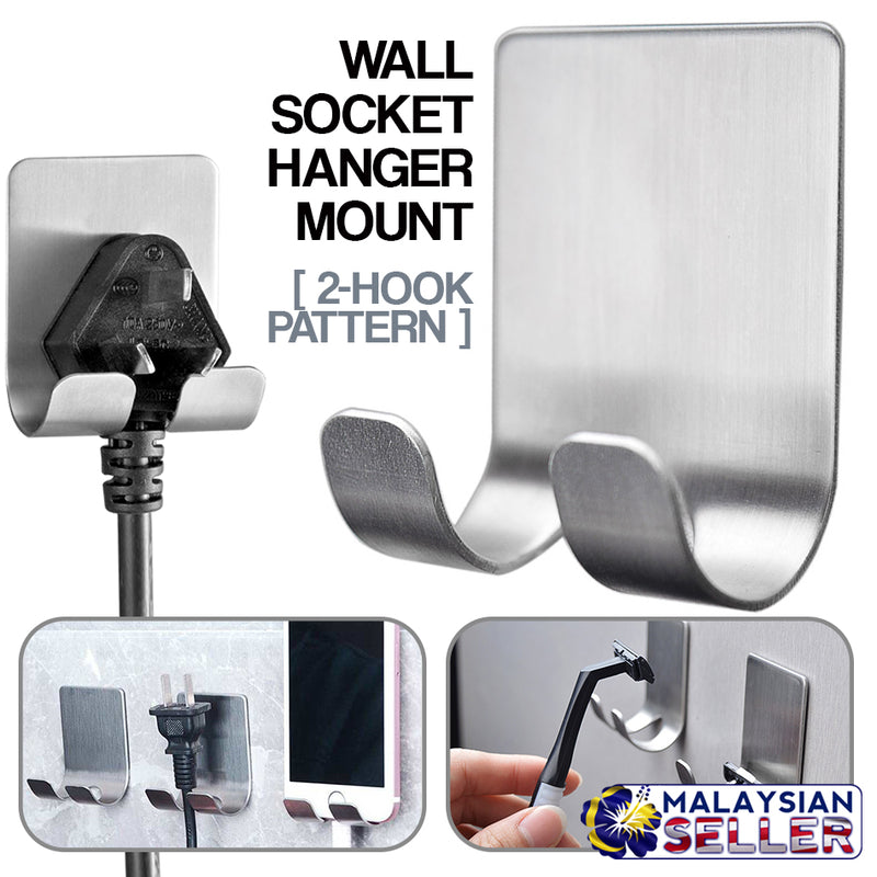 idrop Wall Socket Hanger for Home Kitchen and Bathroom [ 2-Hook Pattern ]