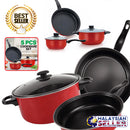 idrop 5PCS RED KITCHEN Cooking Pot Pan Set