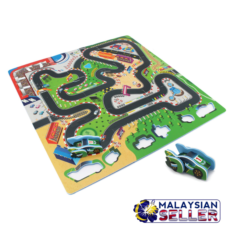 idrop Racing Track with DIY Car Puzzle Mat Foam for Babies Kids Children