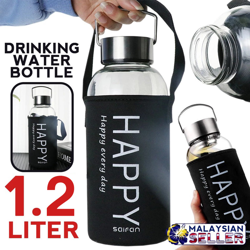idrop 1.2L HAPPY Glass Drinking Bottle