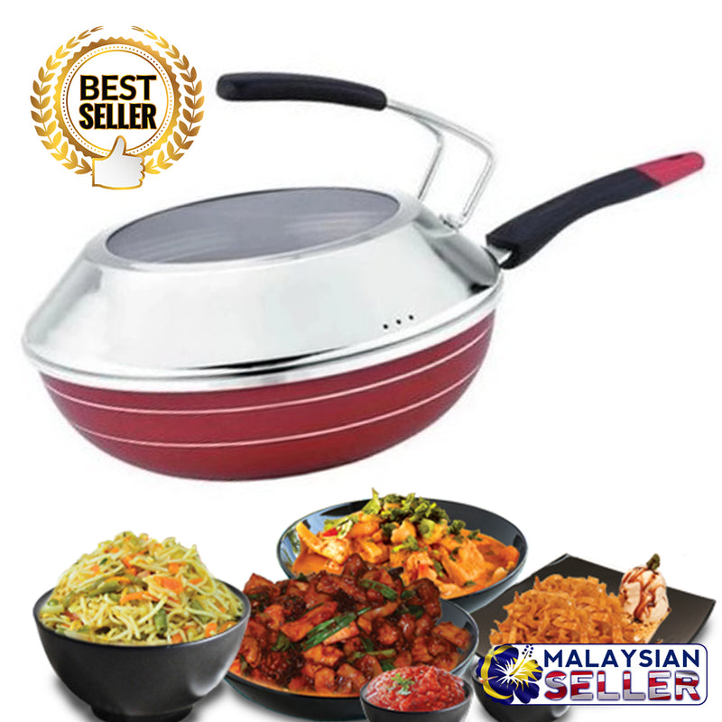 idrop DUSHITAITAI 34CM Cooking Frying Pan with Lid Cover and Handle