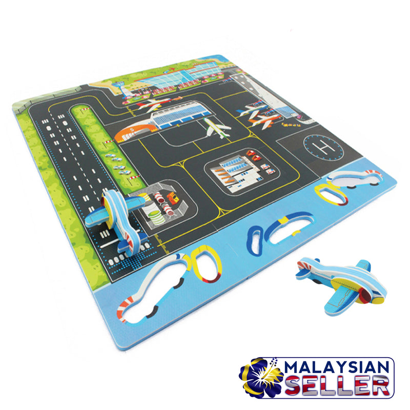 idrop Airport with DIY Aeroplane Puzzle Mat Foam for Babies Kids Children