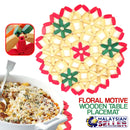 idrop Floral Round Wooden Tableware Placemat